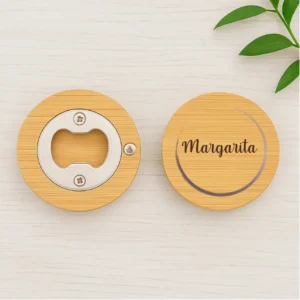 Marcasitios abridor imantando de madera redondo | Diseño Semicirculo