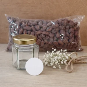 Pack almendras garapiñadas + bols + pegatina blanca
