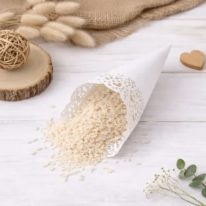 Cono para arroz o pétalos blanco con calado