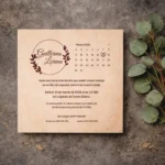 Invitación de boda cuadrada con diseño con hojas cursiva