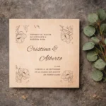 Invitación boda cuadrada de madera | Diseño floral 17