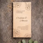 Invitación boda rectangular de madera | Diseño floral 17