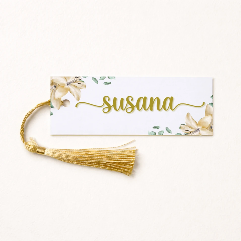 Marcasitios borla dorado | Diseño floral dorado