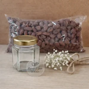Pack almendras garrapiñadas + bols + pegatina transparente | Diseño elegance