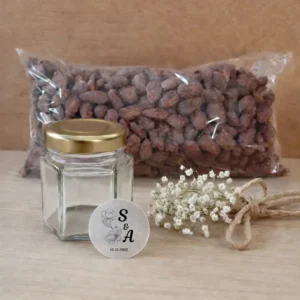 Pack almendras garrapiñadas + bols + pegatina plata | Diseño tulipán