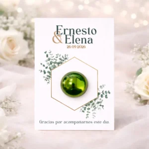 Tarjeta con bálsamo verde | Diseño hexagonal TAN 1