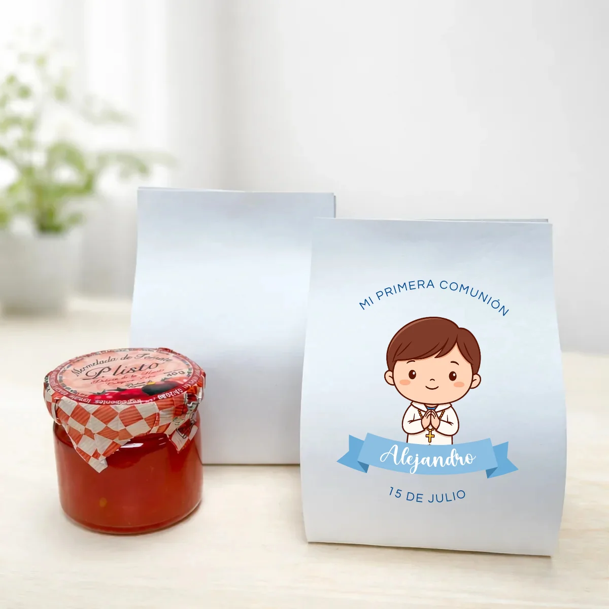 Mermelada tomate comunión | Diseño niño moreno