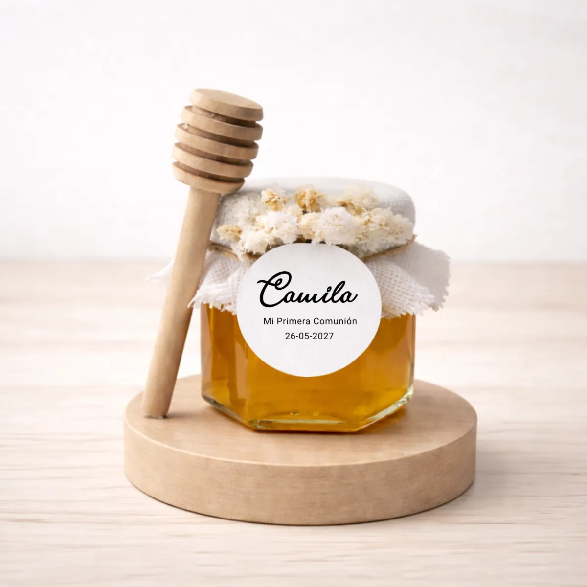 Miel artesana comunión con mielero 50G | Diseño Camila