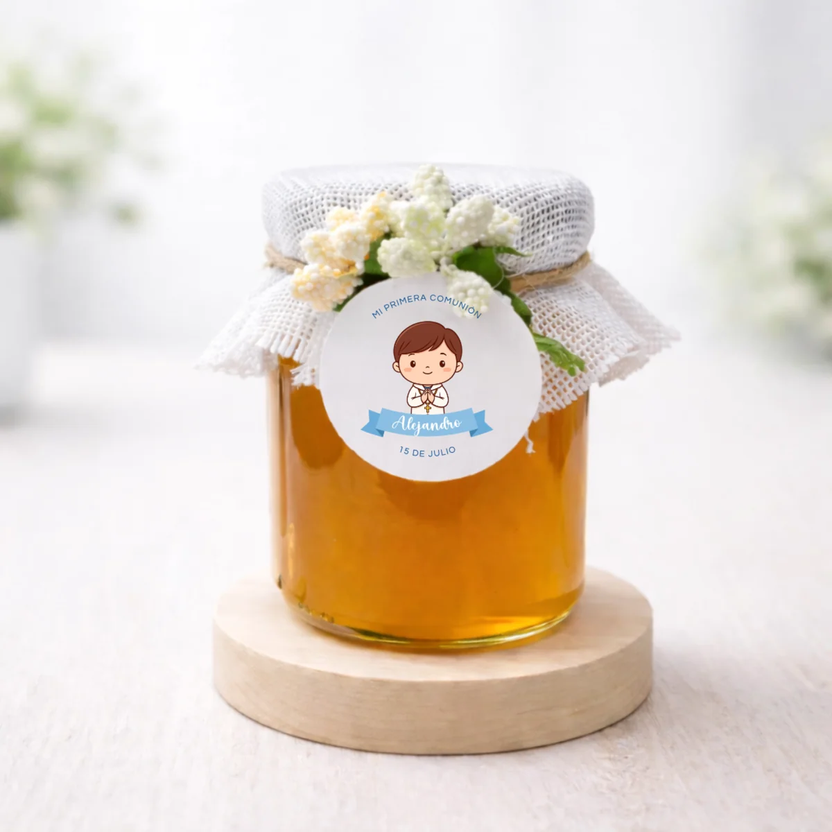 Miel artesana comunión RED 125G | Diseño niño moreno