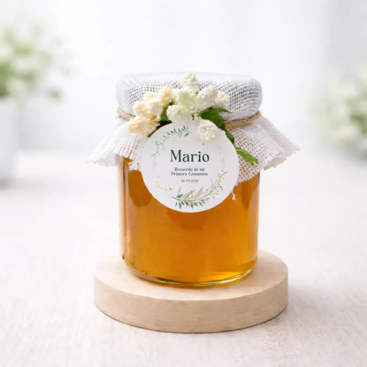 Miel artesana comunión RED 125G | Diseño flores verdes