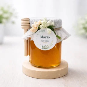Miel artesana comunión con mielero RED 125G | Diseño flores verdes