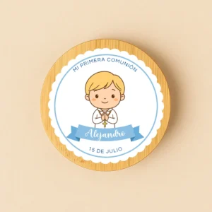 Tapadera vela madera pegatina | Diseño Niño rubio