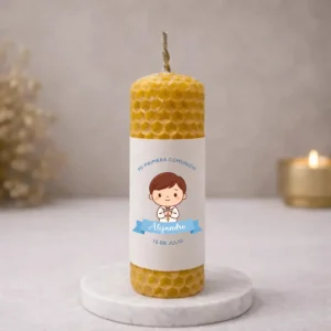 VELA CERA ABEJA 10X3CM COMUNIÓN NIÑO MORENO