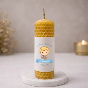 VELA CERA ABEJA 10X3CM COMUNIÓN NIÑO RUBIO