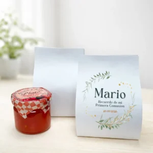 Mermelada tomate comunión | Diseño flores verdes