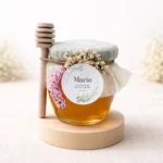Miel artesana comunión con mielero CUKI 125G | Diseño flores verdes
