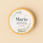 Tapadera vela madera pegatina | Diseño flores verdes