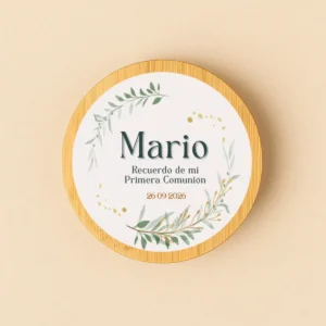 Tapadera vela madera pegatina | Diseño flores verdes