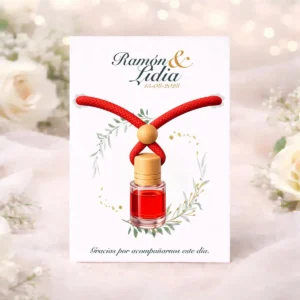 Ambientador para coche rojo boda snell tarjeta 1.circulo