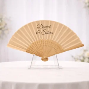 Abanico madera fino natural boda versatil