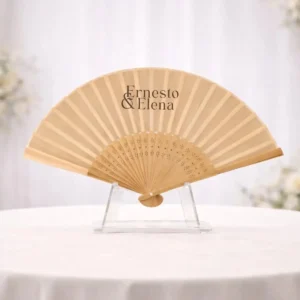 Abanico madera fino blanco boda tan 1.0