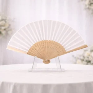 Abanico madera fino blanco boda