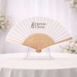 Abanico madera fino natural boda tan 1.0