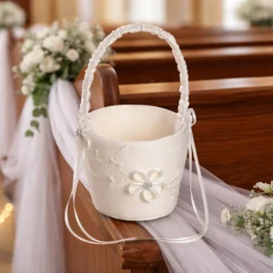 Cesta satinada flor boda