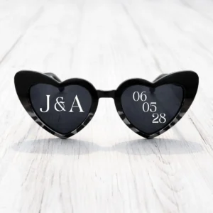 Gafas corazón negras boda tan