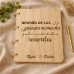 Libro de firmas madera a4 personalizado para boda, diseño Recuerdos horizontal