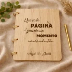 Libro de firmas madera a4 personalizado para boda, diseño Momento horizontal