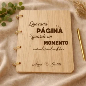 Libro de firmas madera a4 boda momento horizontal