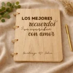 Libro de firmas madera a4 personalizado para boda, diseño Amor horizontal