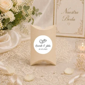 Empaquetado cajita beig boda elegance