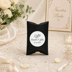Empaquetado cajita negra boda elegance