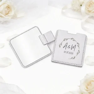 Espejo cuero plata boda basic