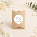 Estuche kraft empaquetado personalizado para boda, diseño Flores cursiva