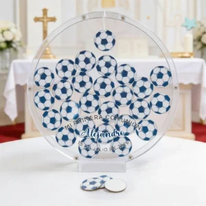 Balon firmas azules personalizado de comunión, diseño Sencillo