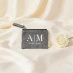 Monedero negro algodón personalizado para boda con iniciales