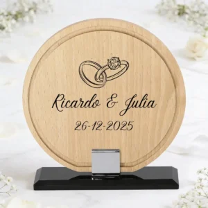 Placa madera circular boda elegance