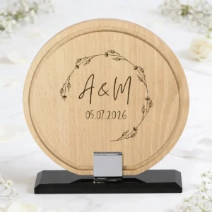 Placa madera circular boda basic