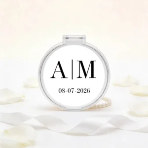 Espejo plegable blanco boda iniciales