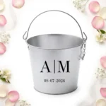 Cubo cerveza metálico personalizado para boda con iniciales