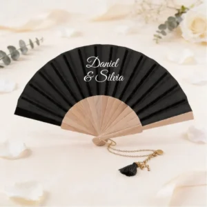 Abanico colgante negro boda floral 2