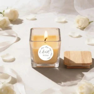 Vela crital/tapa madera boda basic