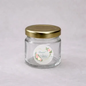 Tarro de cristal cilindrico con tapadera 33ml boda corazón