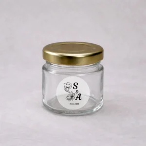 Tarro de cristal cilindrico con tapadera 33ml boda tulipan
