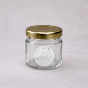 Tarro de cristal cilindrico con tapadera 33ml boda floral