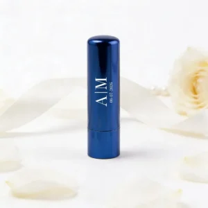 Bálsamo labial azul sabor vainilla spf15 boda iniciales