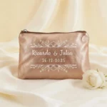 Monedero oro metalizado personalizado para boda, diseño Bouquet